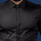 Чорна сорочка з еластичної бавовни на гудзиках XXL 80-07-450