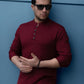 Модна сорочка бордового кольору з дизайнерською застібкою XL  44-109-704