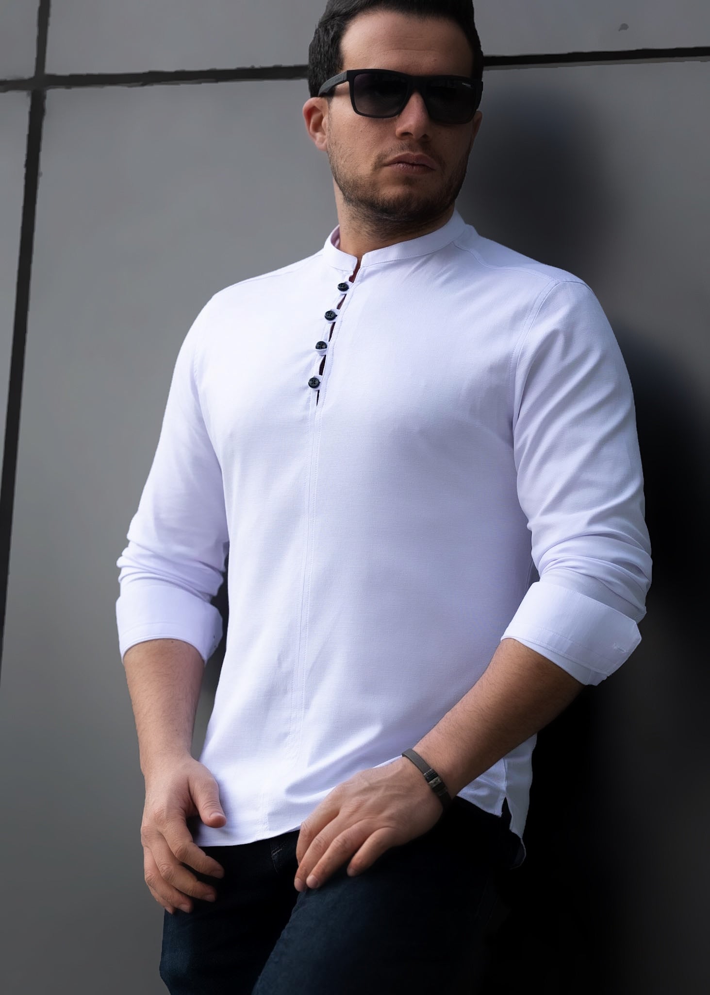 Модна сорочка з дизайнерською застібкою Rubaska Біла XL 3XL 01-110-502 